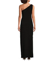 Marina One Shoulder Side Ruched Long Dress