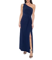 Marina One Shoulder Sleeveless Knotted Sheath Dress