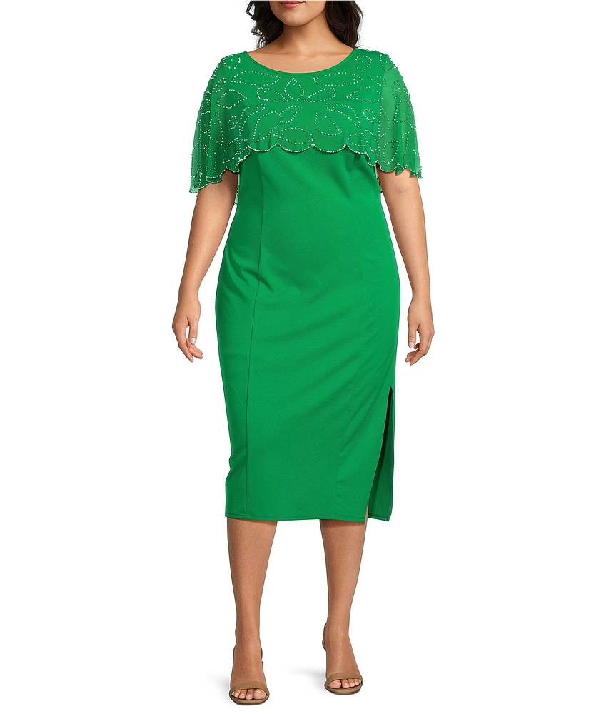 Marina Plus Size Beaded Capelet Dress