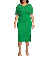 Marina Plus Size Beaded Capelet Dress