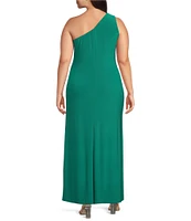 Marina Plus Size Knot Front One Shoulder Sheath Dress
