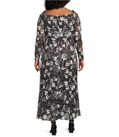 Marina Plus Size Long Sleeve Off-The-Shoulder Lace Gown