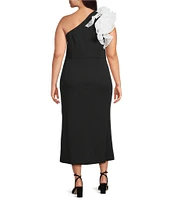 Marina Plus Size One Shoulder Ruffle Sheath Dress