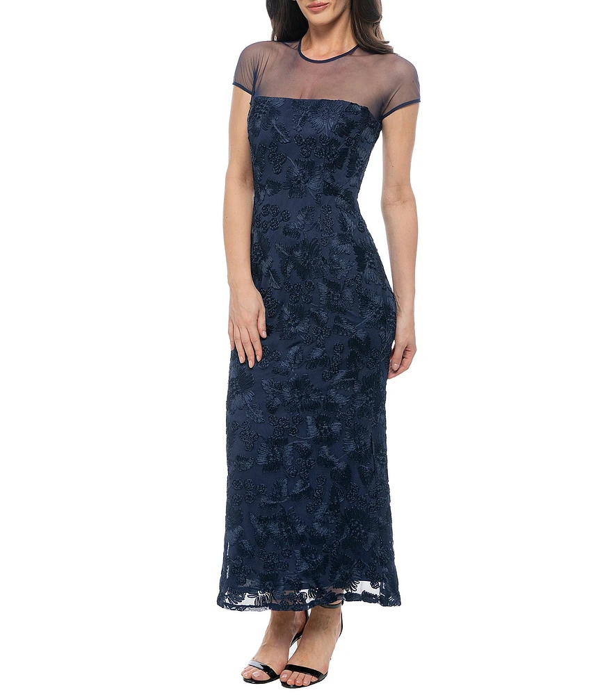 Marina Short Sleeve Round Neck Soutache Lace Dress