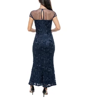 Marina Short Sleeve Round Neck Soutache Lace Dress