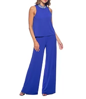 Marina Sleeveless Beaded Mock Neck Jumpsuit