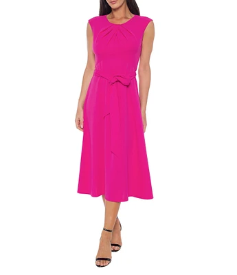 Marina Sleeveless Crew Neck Scuba Crepe A-Line Dress