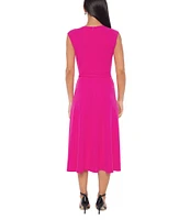 Marina Sleeveless Crew Neck Scuba Crepe A-Line Dress