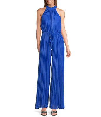 Marina Sleeveless Halter Neck Pleated Jumpsuit