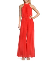Marina Sleeveless Halter Neck Pleated Jumpsuit