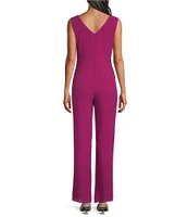 Marina Sleeveless V-Neck Wrap V-Back Chiffon Jumpsuit