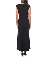 Marina Sweetheart Neck Cap Sleeve Beaded Side Detail Sheath Dress