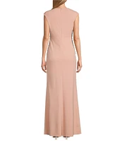 Marina Sweetheart Neck Cap Sleeve Beaded Side Detail Sheath Dress