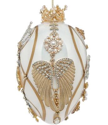 Mark Roberts Holiday Collection Faberge Ivory Pearl Jewel Egg Ornament