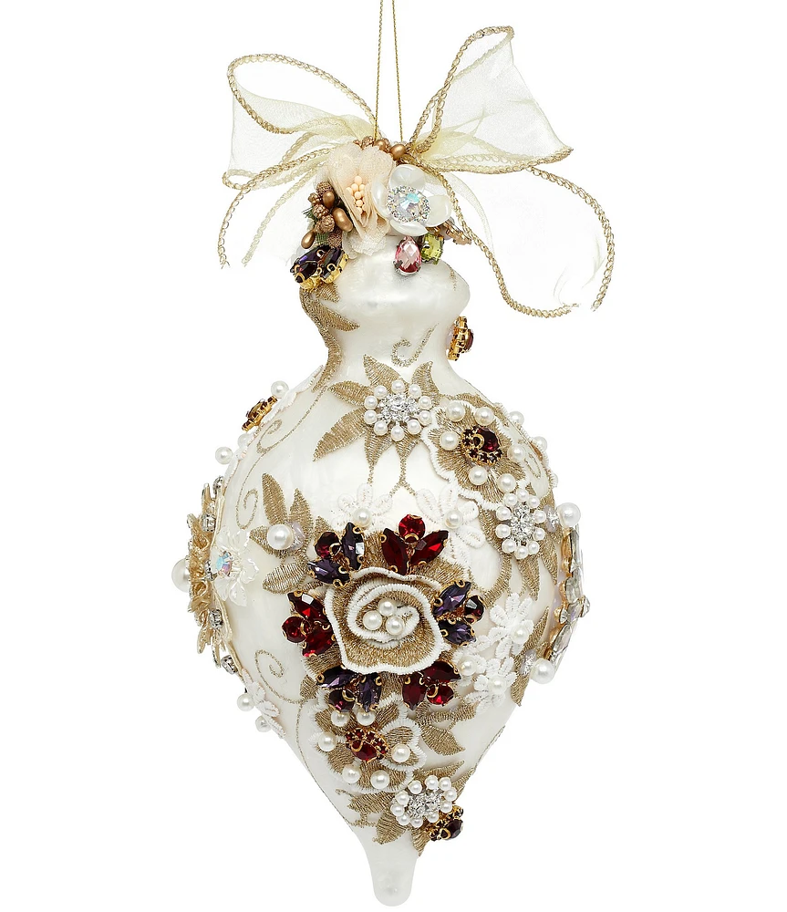 Mark Roberts Holiday Colleciton King's Jewel Fancy Ivory Pearl Finial Ornament