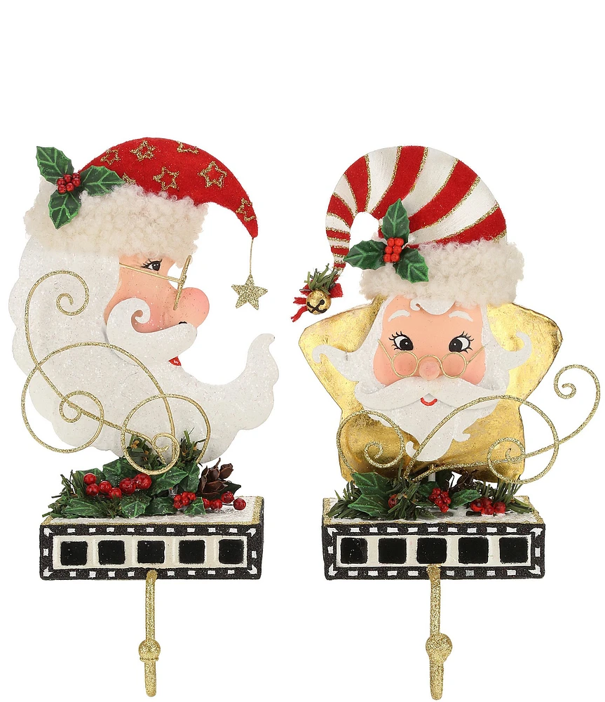 Mark Roberts Holiday Collection 10-inch Moon and Star Stocking Holder Assortment, Set of 2