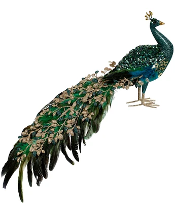 Mark Roberts Holiday Collection 11#double; Elegant Fanned Tail Peacock Figurine