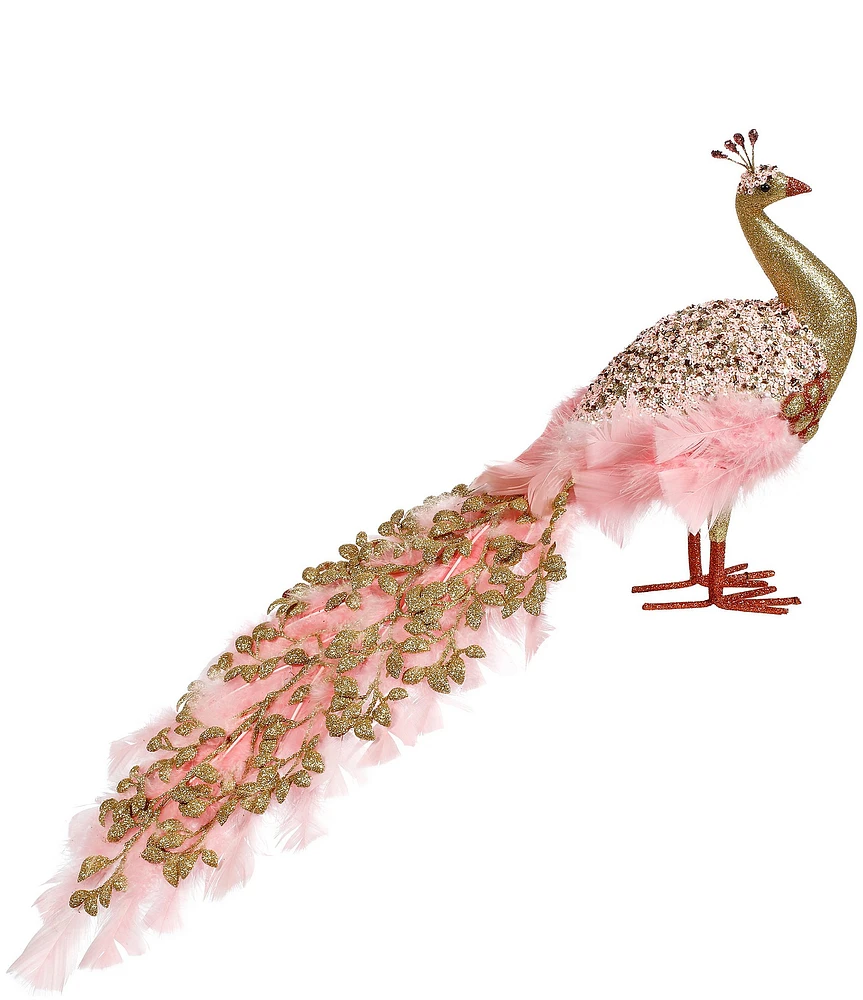 Mark Roberts Holiday Collection 11#double; Pink And Gold Peacock Figurine