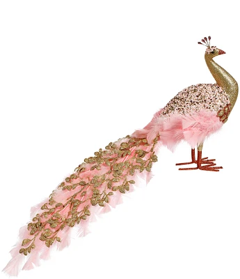 Mark Roberts Holiday Collection 11#double; Pink And Gold Peacock Figurine