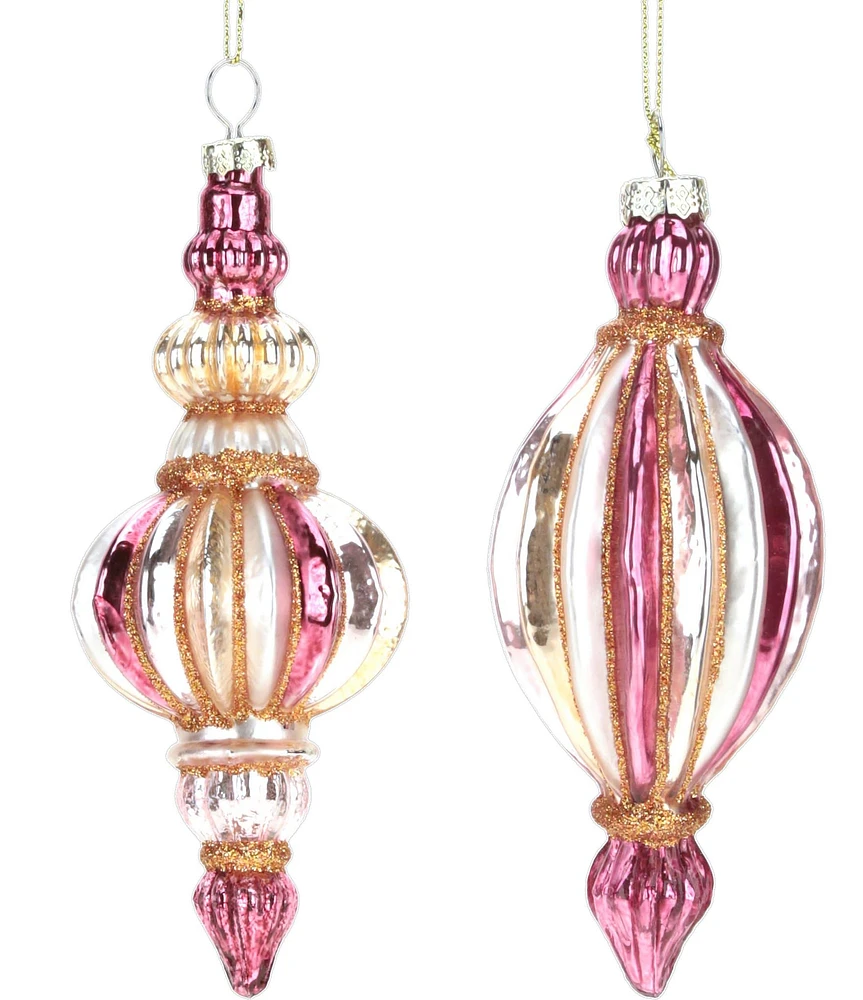 Mark Roberts Holiday Collection 12-Piece Assorted Fancy Teardrop Striped Ornament Set