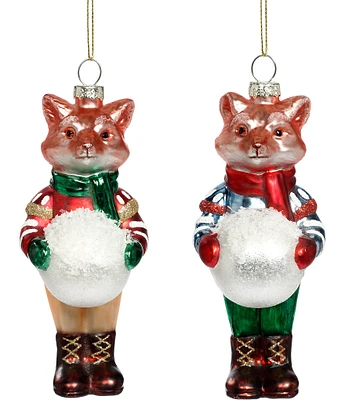 Mark Roberts Holiday Collection 12-Piece Assorted Festive Fox Ornament Set