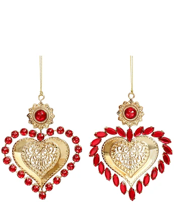 Mark Roberts Holiday Collection 12-Piece Assorted Jeweled Heart Ornament Set