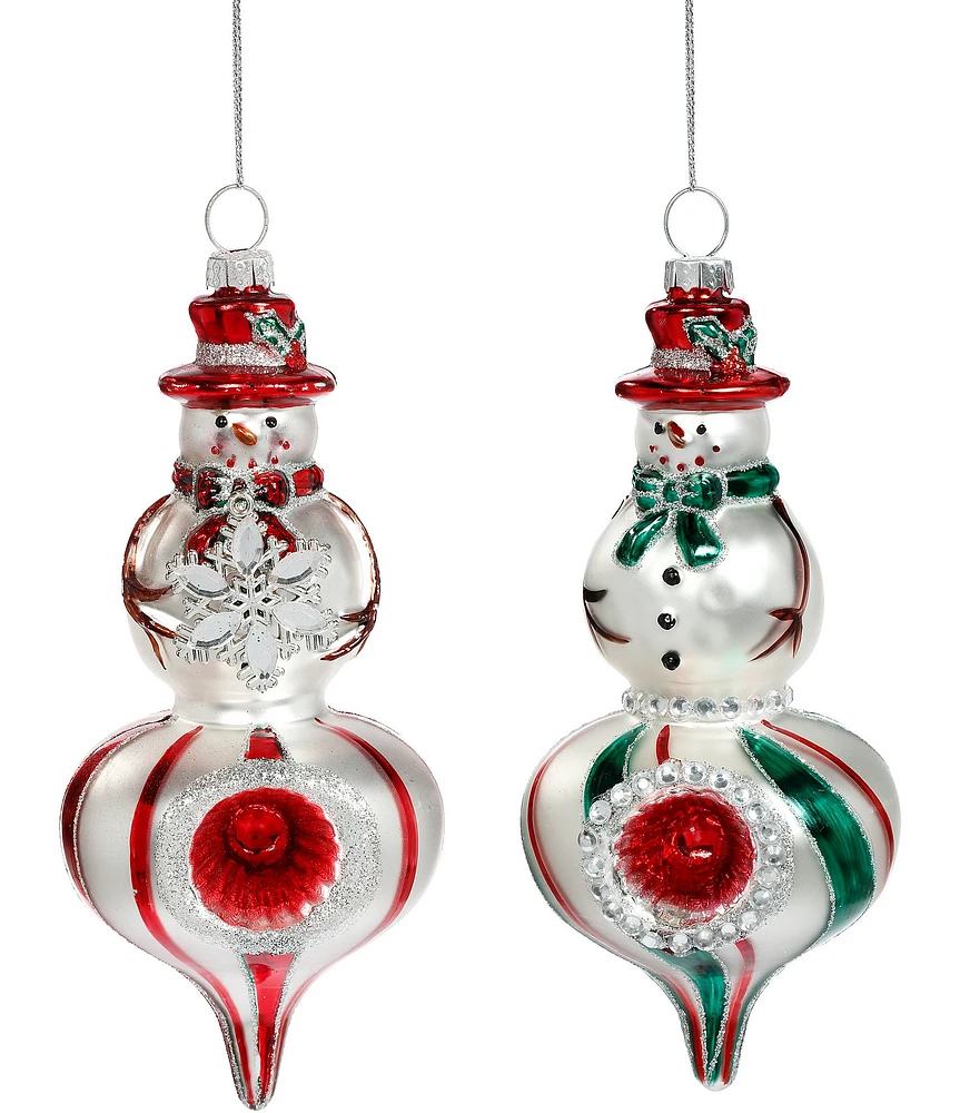 Mark Roberts Holiday Collection 12-Piece Assorted Snowman Peppermint Ornament Set