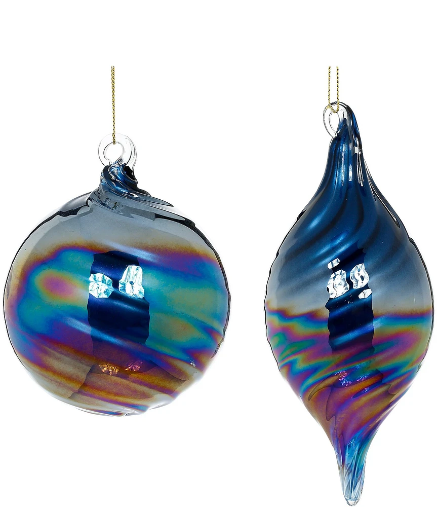 Mark Roberts Holiday Collection 12-Piece Assorted Swirl Ball & Tear Drop Glass Ornament, Small