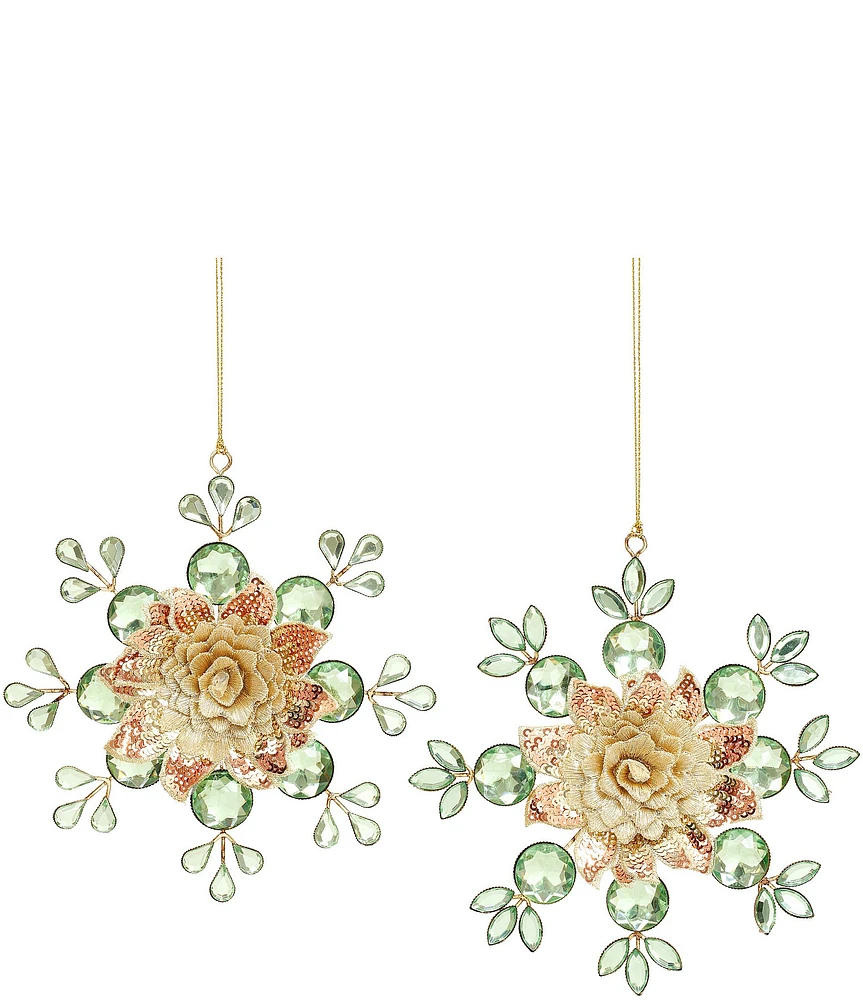 Mark Roberts Holiday Collection 12-Piece Jeweled Floral Snowflakes Ornament Set