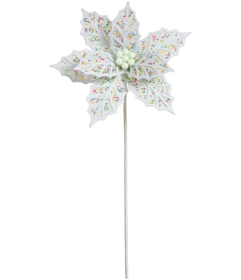 Mark Roberts Holiday Collection 19-inch Holly Poinsettia Stem Pick, Set of 12