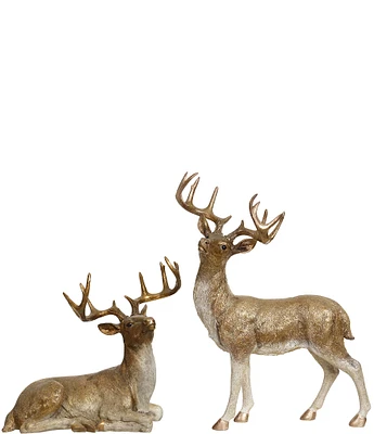 Mark Roberts Holiday Collection 2-Piece Assorted Elegant Deer Figurine Set