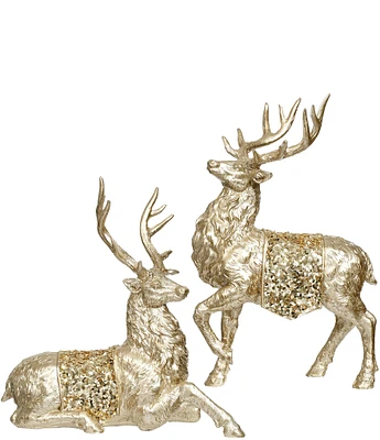 Mark Roberts Holiday Collection 2-Piece Assorted Elegant Gold Deer Figurine Set