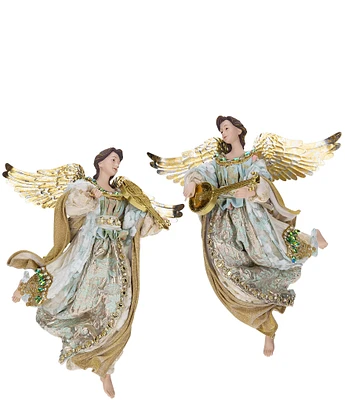 Mark Roberts Holiday Collection 2-Piece Assorted Flying Angel with Instrument Figurine Set