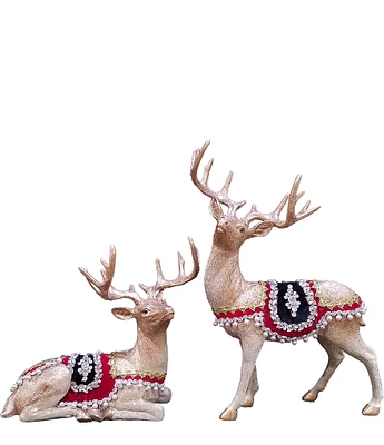 Mark Roberts Holiday Collection 2-Piece Assorted Jeweled Elegant Deer Figurine