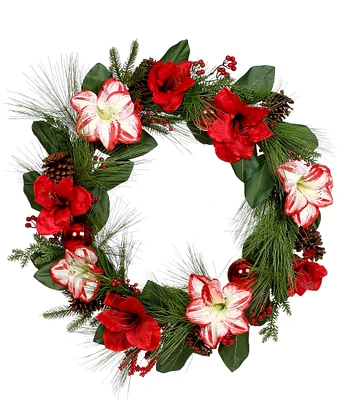 Mark Roberts Holiday Collection 22#double; Amaryllis Pine Cone Wreath