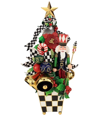 Mark Roberts Holiday Collection 22-inches Black and white Checkerboard Soldier Christmas Tree in Square Planter