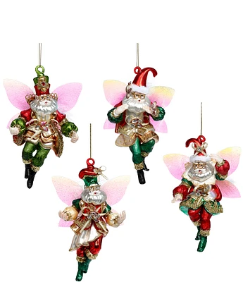 Mark Roberts Holiday Collection 4-Piece Assorted Fairy Santa Ornaments Set