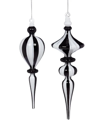 Mark Roberts Holiday Collection 4-Piece Assorted Grand Stripes Finial Glass Ornament Set