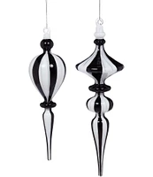 Mark Roberts Holiday Collection 4-Piece Assorted Grand Stripes Finial Glass Ornament Set