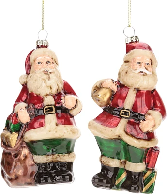 Mark Roberts Holiday Collection 4-Piece Assorted Vintage Santa Glass Ornament Set