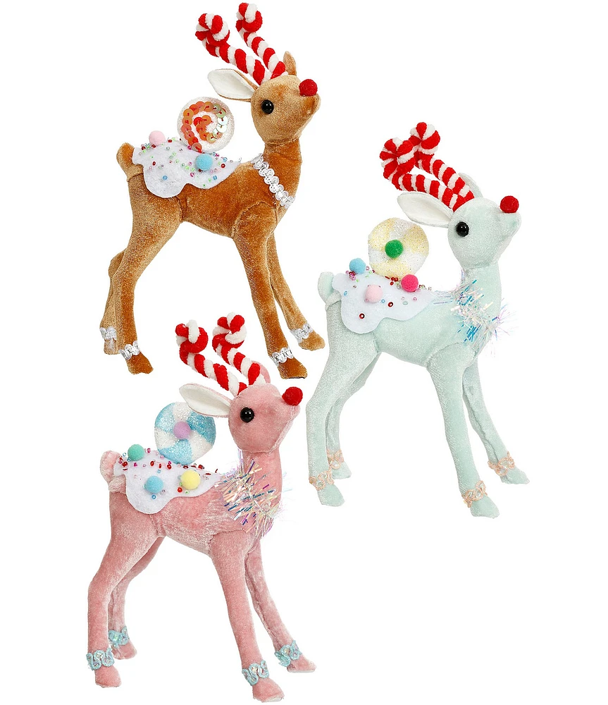 Mark Roberts Holiday Collection -Piece Assorted Candied Reindeer Figurine Set