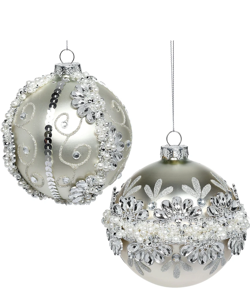 Mark Roberts Holiday Collection 6-Piece Assorted Fancy Pearled Diamond Ornament Set