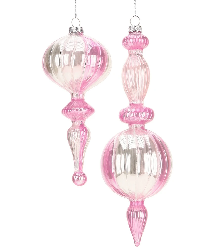 Mark Roberts Holiday Collection 6-Piece Assorted Fancy Striped Finial Ornament Set