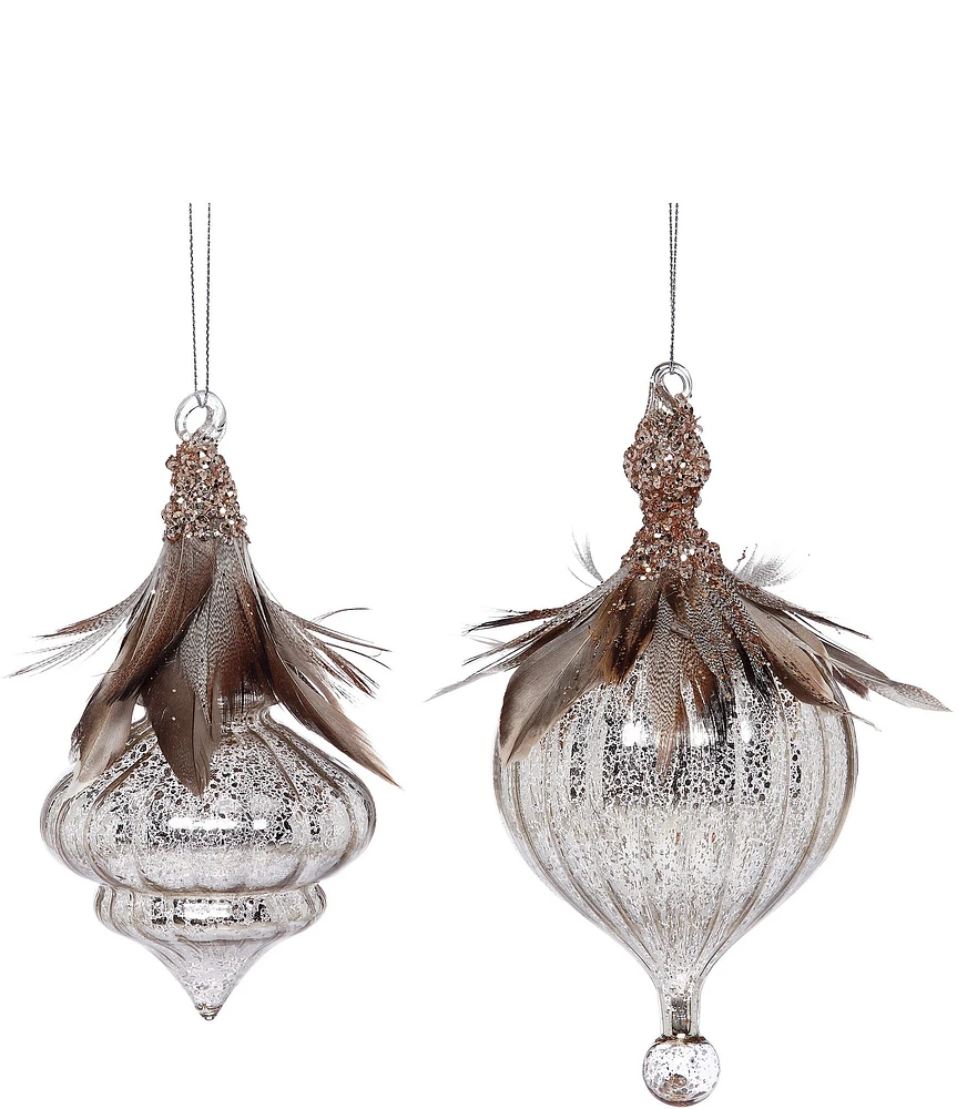 Mark Roberts Holiday Collection 6-Piece Assorted Feathered Drop Ornament Set