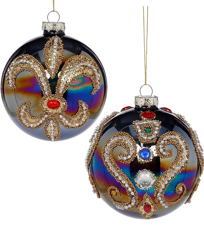 Mark Roberts Holiday Collection 6-Piece Assorted Fleur De Lis Ball Ornament Set