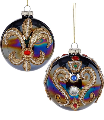 Mark Roberts Holiday Collection 6-Piece Assorted Fleur De Lis Ball Ornament Set