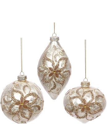 Mark Roberts Holiday Collection 6-Piece Assorted Floral Swirl Ornament Set