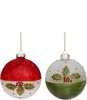 Mark Roberts Holiday Collection 6-Piece Assorted Holly Leaf Ball Ornament Set