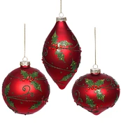 Mark Roberts Holiday Collection 6-Piece Assorted Holly Ornament Set