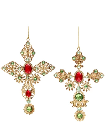 Mark Roberts Holiday Collection 6-Piece Assorted Jeweled Cross Ornament Set